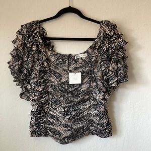 NWT Zara cropped off-the-shoulder ruffle top